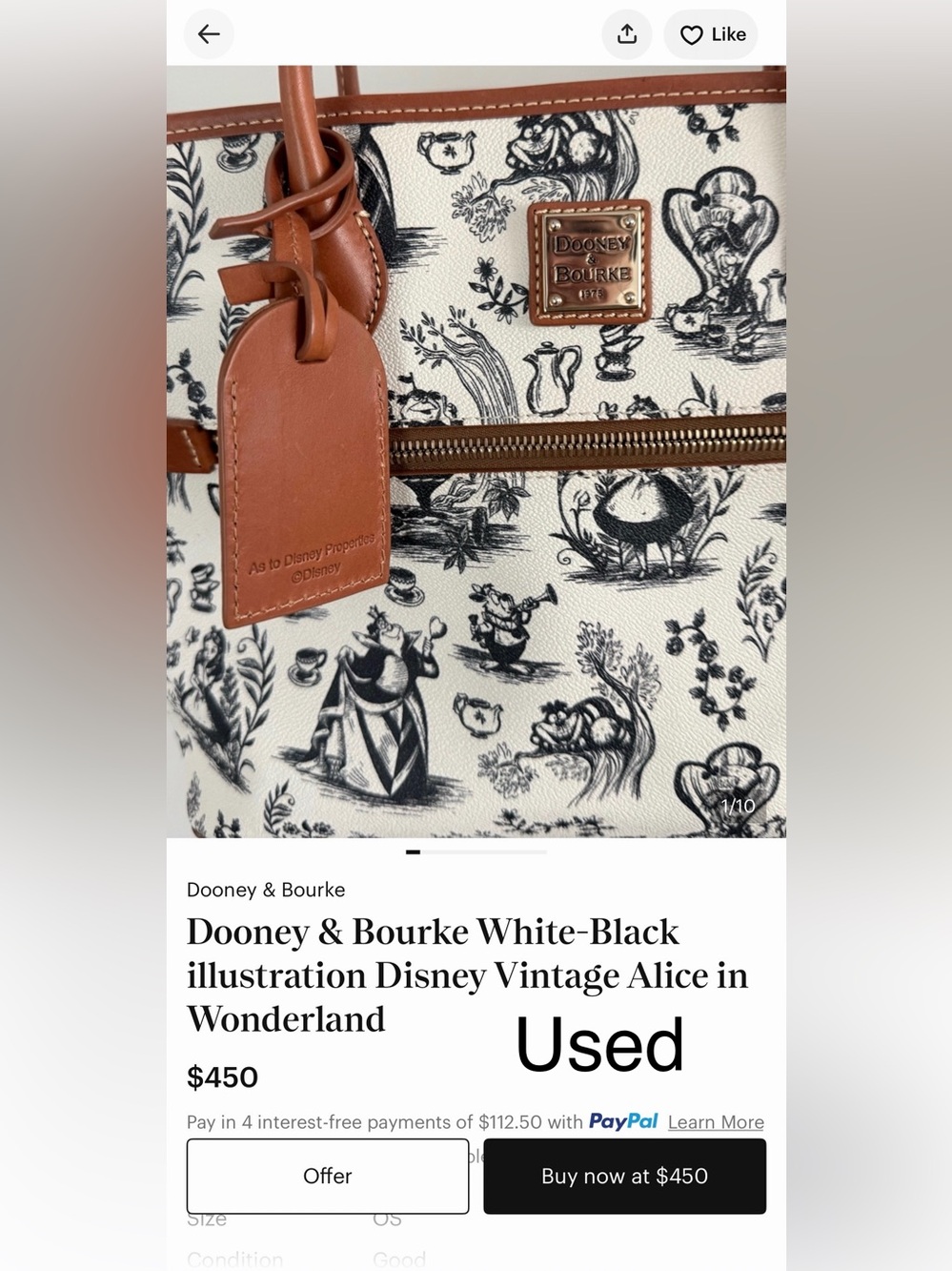 Dooney & Bourke Disney Alice in Wonderland 2022 Satchel NWT - Picture 11 of 11
